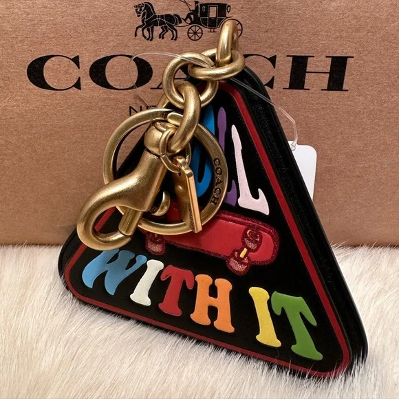 NWT COACH Triangle “Roll With It” Keychain - Picture 3 of 3